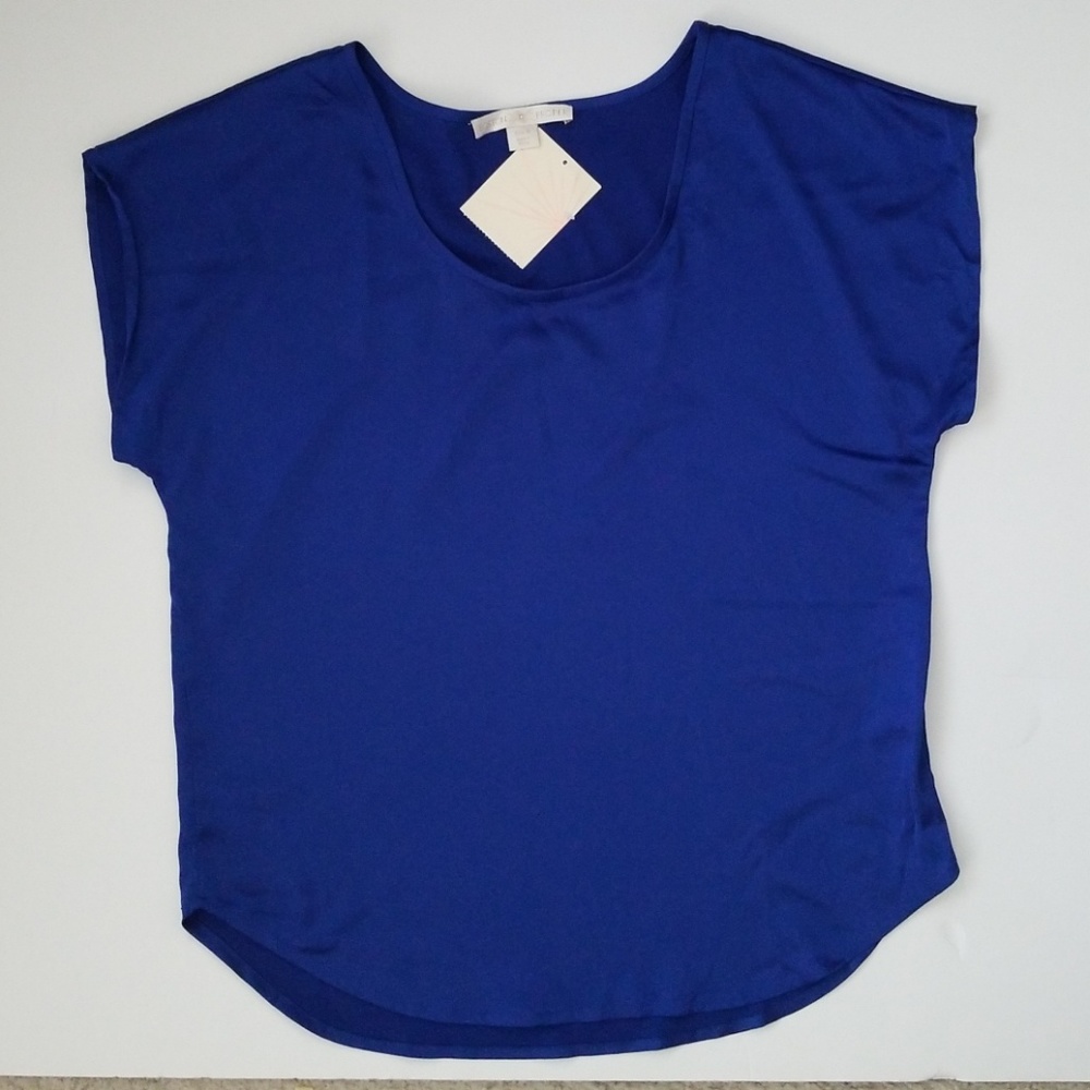 NWT BOSTON PROPER Scoop Neck Luxe Tee - Cobalt 0